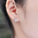 S925 Sterling Silver Fashion Simple Micro-Set Ribbon Earrings Jewelry Cross-Border Exclusive