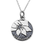 Godmother Necklace Water Lily Flower Black Disc Necklace Wholesale