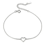 silver white gold plated hollow heart bracelet