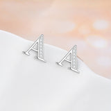 Small Letter Stud Cubic Zirconia Earrings Design, Real 925 Silver Earrings