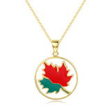 maple leaf drop gold plated necklace pendant S925 sterling silver jewerly for women