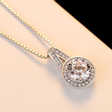 925 Sterling Silver Round Zircon Necklace Pendant  jewelry for women