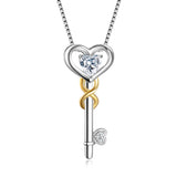 Key Shape Necklace Big Zirconia Gold and rhodium Plating Key Necklace