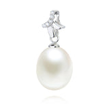 Elegant rhinestone pearl pendant 925 sterling silver mounting