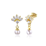 S925 sterling silver crown pearl stud earrings Korean fashion earrings jewelry wholesale