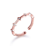 S925 Silver Rose Gold CZ  openings fashion Ring wholesale