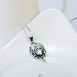 Symbolic Wings Necklace White Crystal Silver Wholesale 925 Sterling Silver Necklace