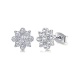 Silver Zircon Snowflake Stud Earrings