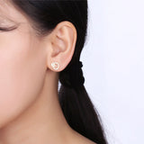 S925 sterling silver rose crystal zircon stud earrings wholesale
