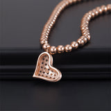 S925 Silver Rose Gold Heart Bead Bracelet