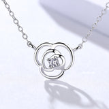 S925 sterling silver hollow flower necklace women's rose diamond chain clavicle chain