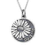 Sunflower necklace daughter carved embossed sterling silver necklace