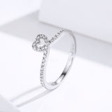 S925 sterling silver love heart ring white gold plated cubic zirconia heart ring