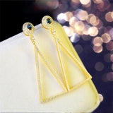 silver triangle cubic zircon drop earrings