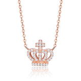 S925 sterling silver crown rose gold plated pendant necklace Korean wholesale jewelry