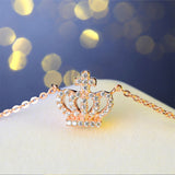S925 sterling silver crown rose gold plated pendant necklace Korean wholesale jewelry