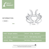 925 Sterling Silver Lovely Antlers Adjustable Finger Rings for Women Fashion Jewelry