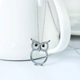 Cute Animal Owl Shaped Necklace Wholesale 925 Sterling Silver Jewelry For Woman And Man