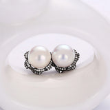 S925 Sterling Silver Water Shell Pearl Stud Earrings Fashion Jewelry