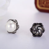 Silver  Pearl Stud Earrings 