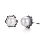 S925 Sterling Silver Water Shell Pearl Stud Earrings Fashion Jewelry