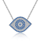 blue birthstone eye shape Cubic Zirconia Sterling silver Necklace