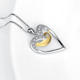 Birds Necklace Fashion 925 Sterling Silver Heart Bird Zircon Pendant Necklace