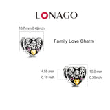 925 Sterling Silver Hot Selling Family Gold Plating Love Beads Design