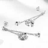 925 Sterling Silver Star and Moon Long Chain Drop Earrings for Women and Girlfriend Fashion Jewelry