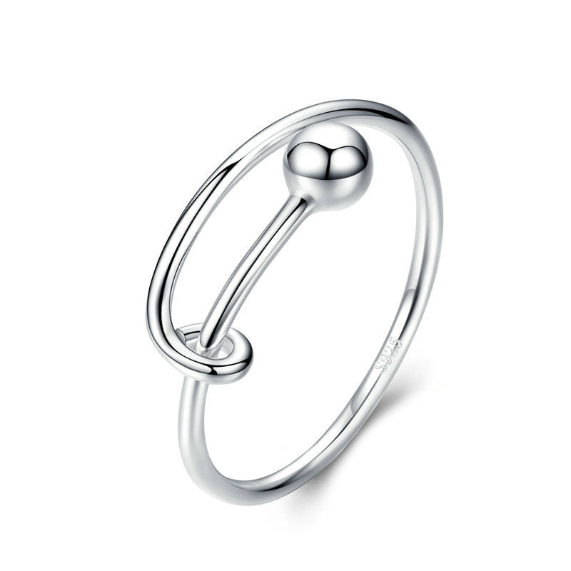 S925 Sterling Silver Ring Opening Simple Platinum Plated Fashion Silver Ring