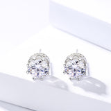 S925 Sterling Silver Jewelry Crown Zircon Earrings Women's Single Diamond Stud