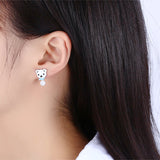 S925 sterling silver bear pearl stud earrings