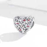 925 Sterling Silver Red Heart Life Tree Charm DIY Bracelet Precious Jewelry For Women