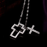 S925 Sterling Silver Cross Cubic Zircon Pendant Necklace Wholesale