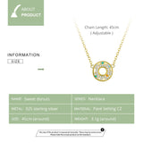 925 Sterling Silver  Honey Cake Donuts Round Chain Short Necklaces for Girlfriend Initial Design Gold Color Jewelry