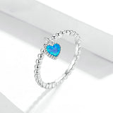925 Sterling Beautiful Blue Heart Ring Fashion Jewelry For Women