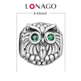 Wholesale Jewelry Decorative Owl Animal Shape Beads With Green Cubic Zircon