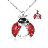  Silver Cute Ladybug Locket Necklace 