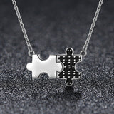 S925 sterling silver dynamic puzzle pendant necklace oxidized zircon necklace