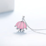 S925 Sterling Silver Gold-plated Pink Umbrella Epoxy Necklace Pendant