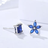 S925 Sterling Silver Earrings Blue Crystal Earrings Personality Temperament Student