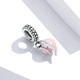 925 Sterling Silver Pink Enamel Afternoon Tea Pot Dangles Charm for Original Bracelet European  Jewelry