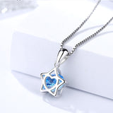 S925 Sterling Silver Pentagram Necklace Women's Simple Wild Blue Zircon Star Pendant