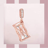 Hourglass Charms 925 Sterling Silver Rose Gold Plated Cubic  Zircon  Charms  Fit European Charms Bracelet