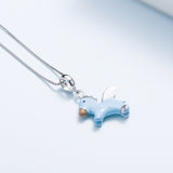 silver Epoxy  unicorn necklace pendant