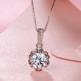  silver  flower pendant necklace 