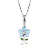 S925 sterling silver Epoxy flower pendant Korean wholesale jewelry