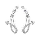 line cross long diamond stud earrings