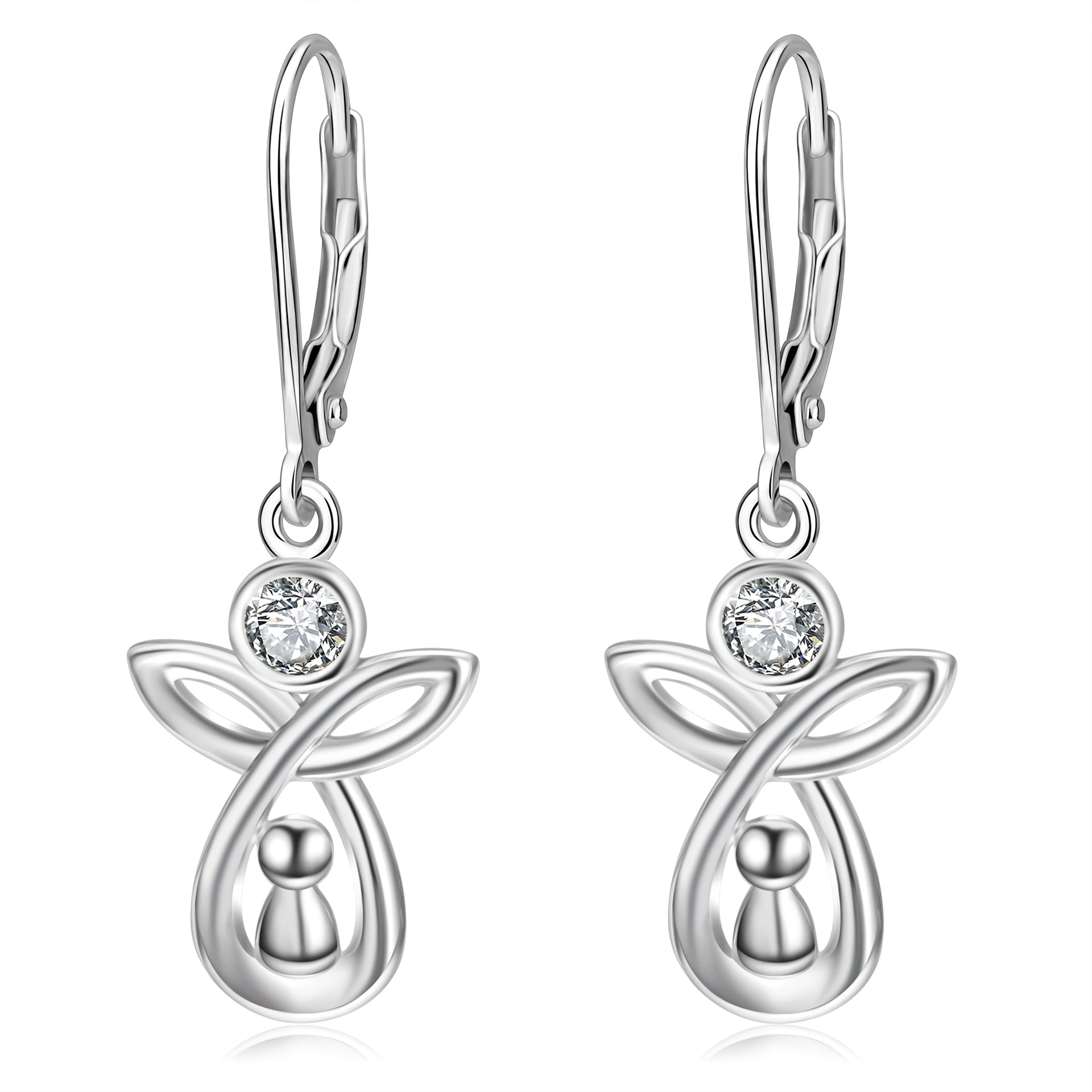 Smart Earrings White Gold Plated Earrings With Angel