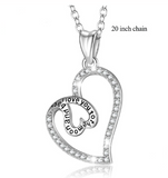 925 Sterling Silver I Love You to the moon and back Pendant Heart Necklace with AAA CZ Collar Jewelry for Women lady
